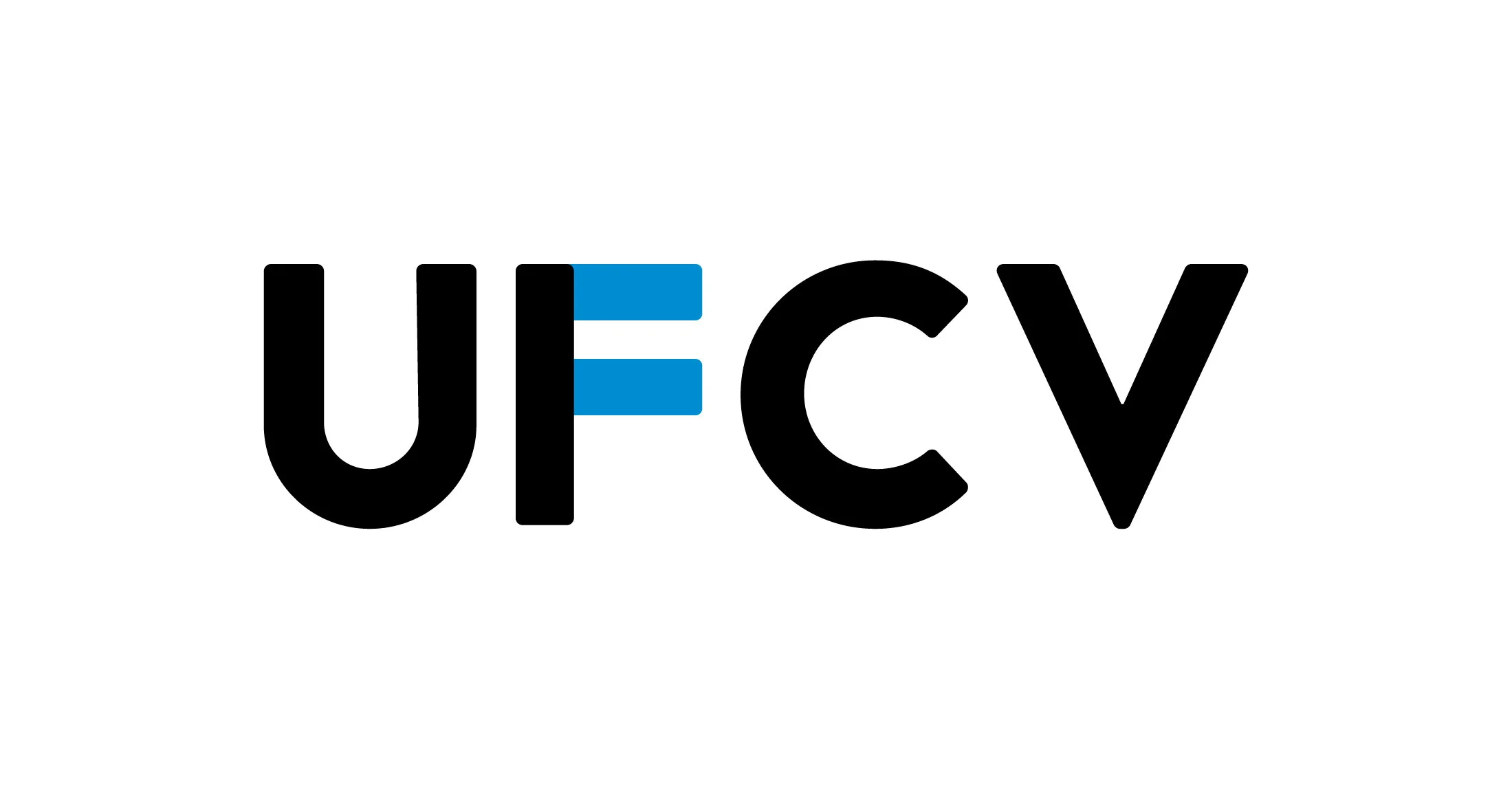 Logo noir avec lettres "UFCV" en bleu et noir.